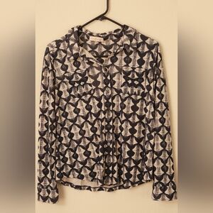 Tory Burch, lg, creme and black button up.